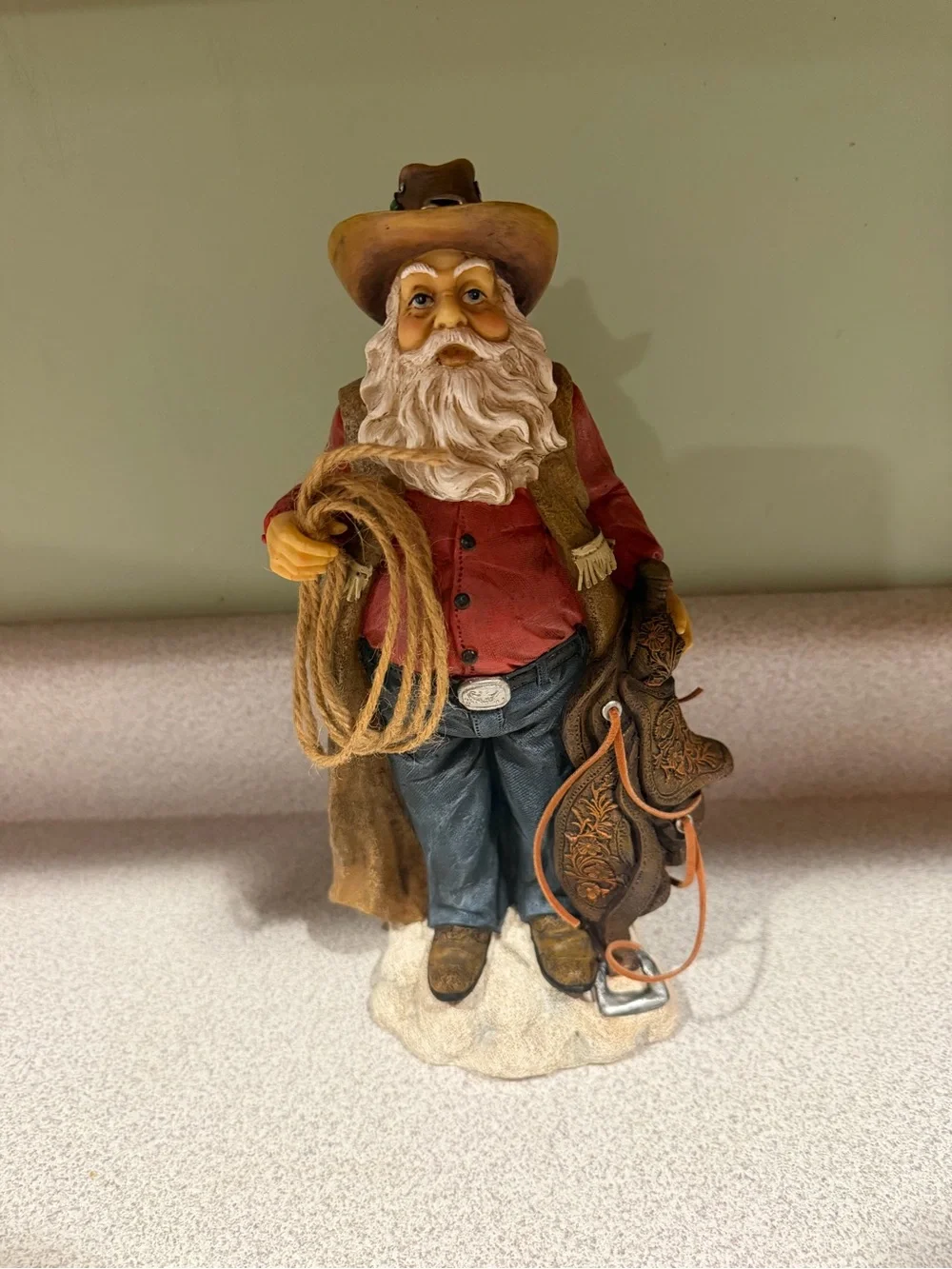 Western Cowboy Santa Clause Table Top Christmas Decoration